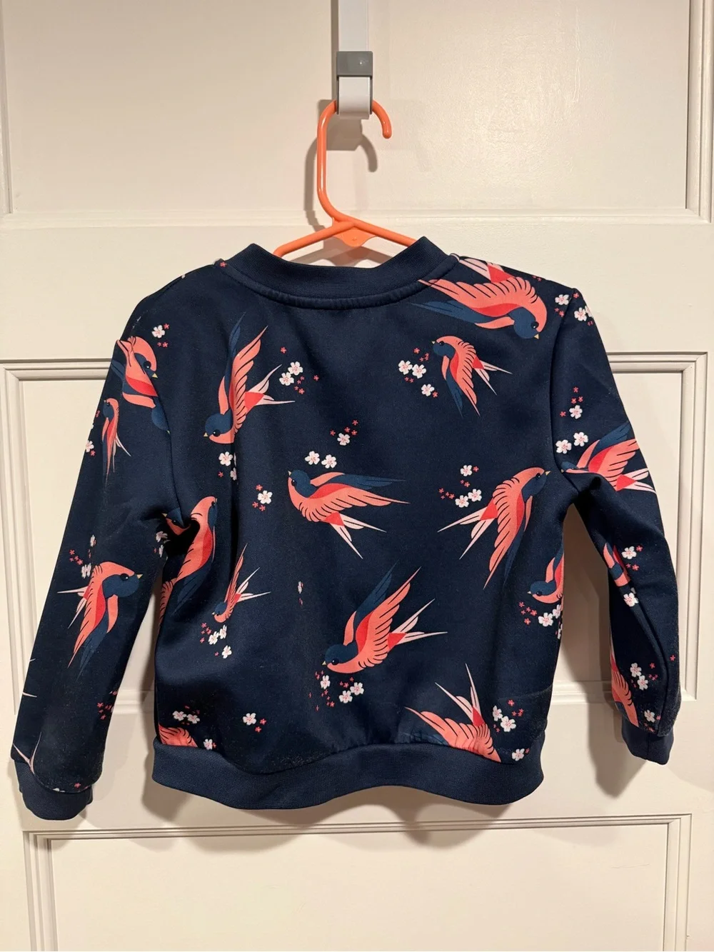 H&M Navy Jacket with Coral Bird Print